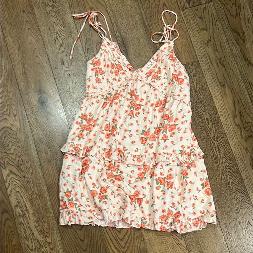 Tie Shoulder Floral Mini Dress